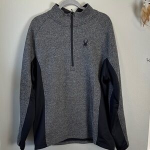 Spyder Men's Black and Gray 1/4 Zip-Up Sweater